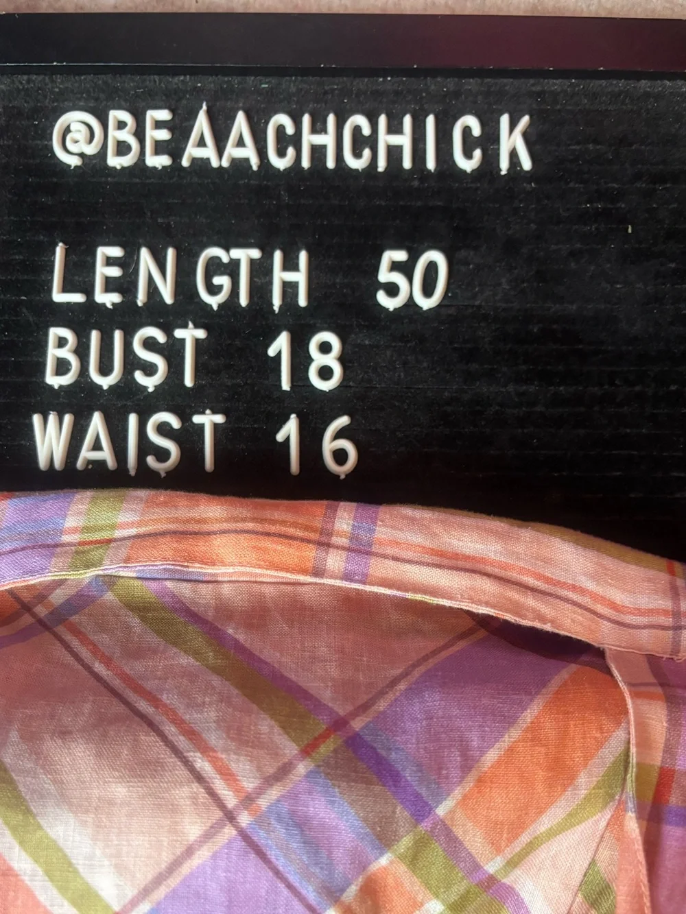 Anthropologie Kachel Tie Strap Linen Maxi Dress Pink Peach Purple Plaid Sz M